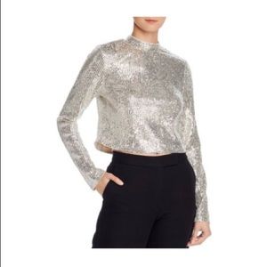 NWT Endless Rose Silver Sequined Metallic Crop Top
